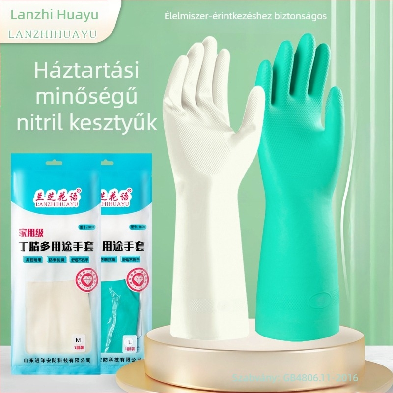 Nitril kesztyűk, vastított és hosszított, élelmiszer-minőségű, konyhai és háztartási használatra, többfunkciós, kopásálló és olajálló