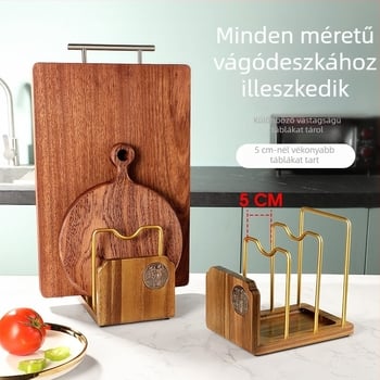 Akácfa tömörfa vágódeszka-tároló – konyhai multifunkcionális szárítóállvány vágódeszkákhoz, fedőkhez és nyújtóhoz