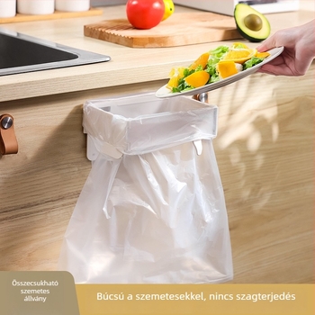 Fali szemetes ajtóhoz rögzíthető, konyhai és fürdőszobai tároló, összecsukható szemeteszsák tartóval