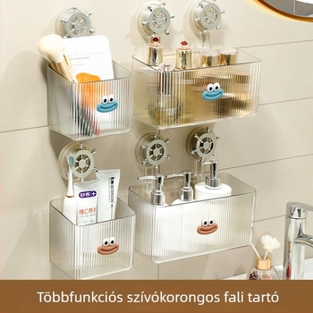 Falra szerelhető, fúrás nélkül rögzíthető vákuumos tároló – fürdőszobába, zuhanyozáshoz és a konyhához