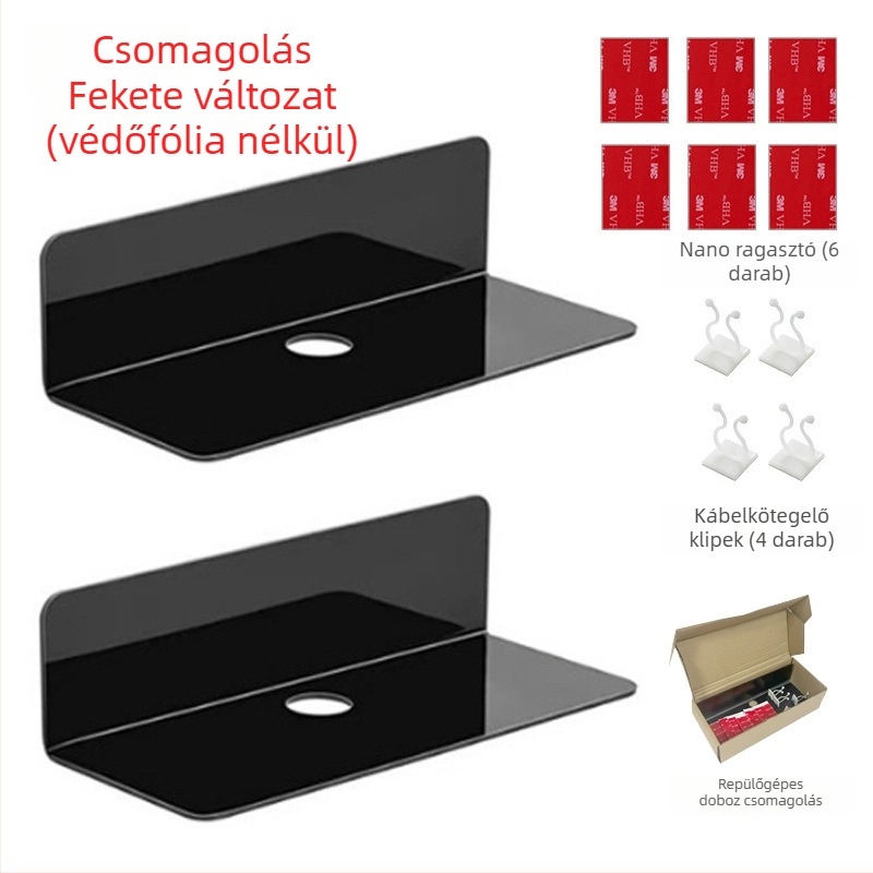 Akril falra szerelhető L-alakú lebegő tárolópolc konyha és fürdőszoba számára