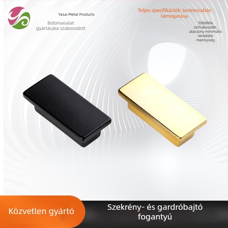 Arany színű szekrényfogantyú, modern minimalist stílusban, cink ötvözetből, vastagított ajtófogantyú