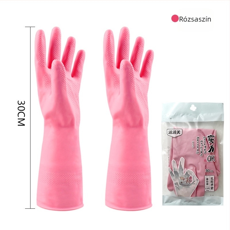 Tartós fleece-béléssel ellátott vízálló latex mosogatós kesztyű