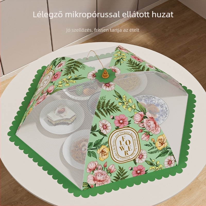 Színes virágmintás étkezőasztal-takaró, étel- és porvédő fedél otthonra, kör és téglalap alakú