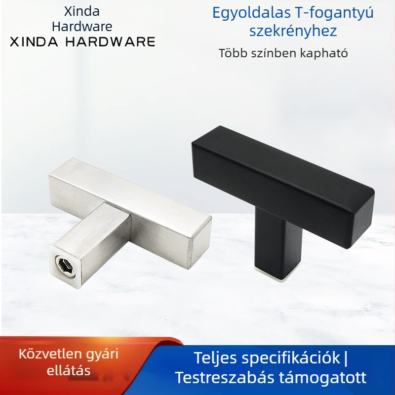 T-alakú kefés felületű rozsdamentes acél fogantyú szekrényekhez és fiókokhoz