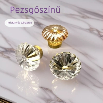 Kristályos sárgaréz fogantyú szekrényajtókhoz, egyszerű francia stílus, champagne arany felület, fúrás nélküli szerelés