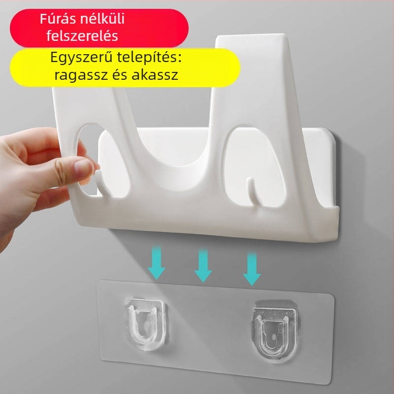 Fali szerelésű, fúrás nélküli fedő- és vágódeszka tároló, multifunkcionális leeresztő polc