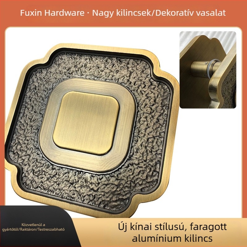 Ősi-új kínai stílusú faragott sárgaréz ajtó kilincs alumínium‑ötvözet és üvegajtókhoz – nagy luxus