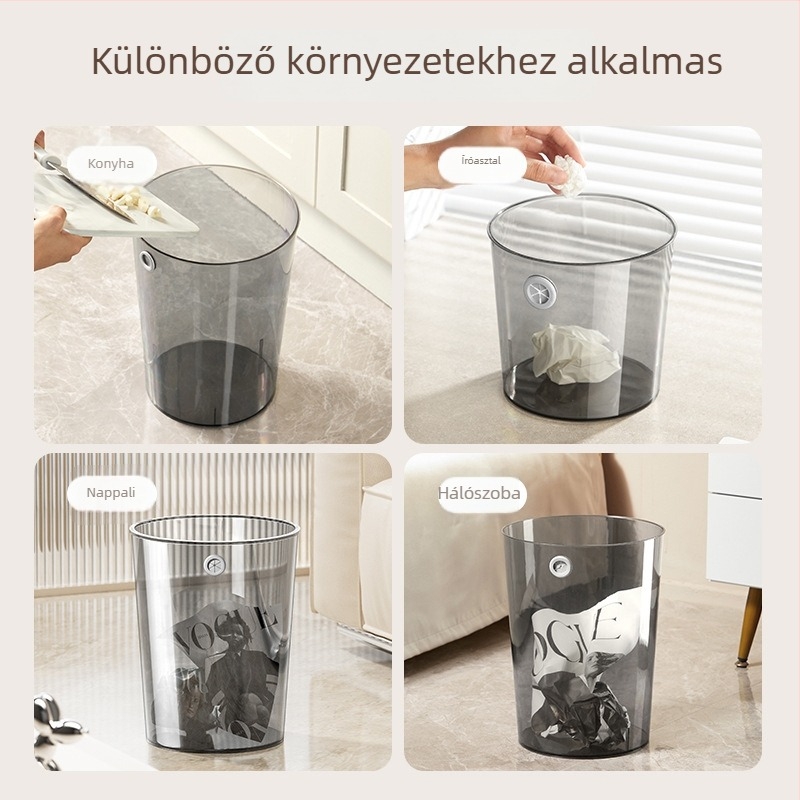 Grass Bean könnyű luxus asztali szemetes, átlátszó hordó alakú papírgyűjtő, 12 L