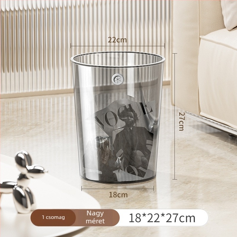 Grass Bean könnyű luxus asztali szemetes, átlátszó hordó alakú papírgyűjtő, 12 L