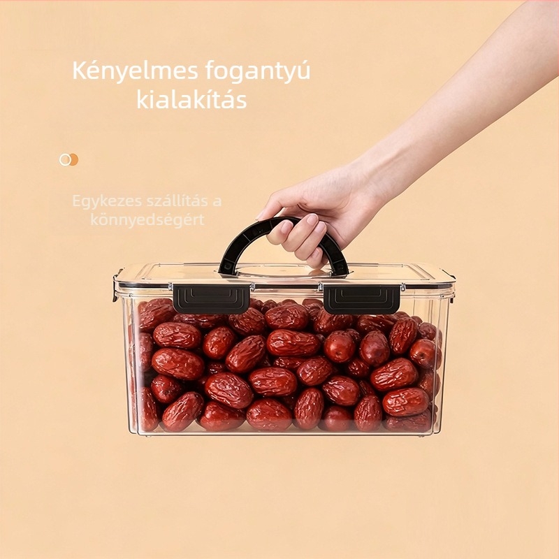 Átlátszó, kézi fogantyúval ellátott tároló doboz nedvességálló élelmiszer-tároláshoz, 8,7 L, 33,5×24×15 cm