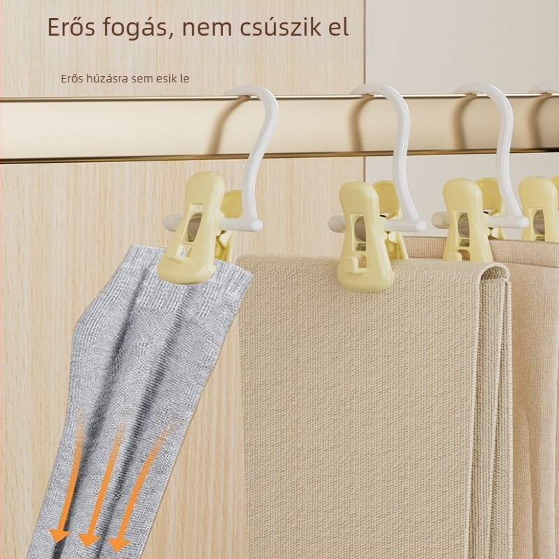 Nadrág- és zoklipes ruhafogas – varrat nélküli, többszintes klipszek és szárító kampó