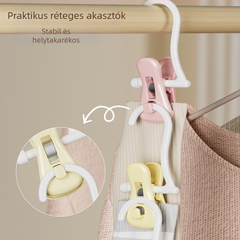 Nadrág- és zoklipes ruhafogas – varrat nélküli, többszintes klipszek és szárító kampó