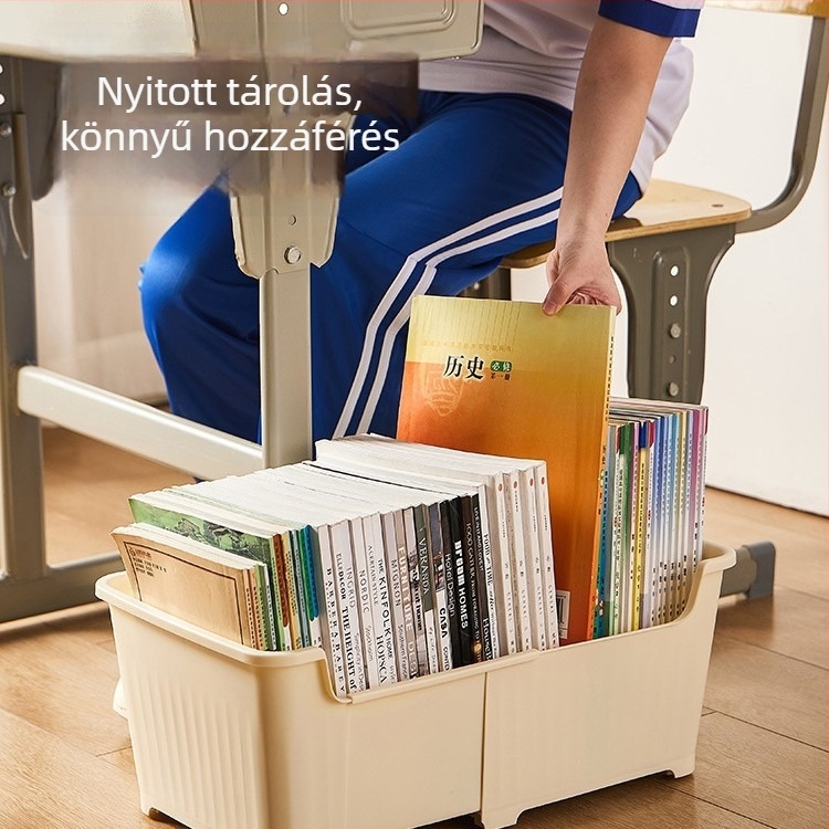 Teleszkópos könyvbox görgőkkel – nagy kapacitású tároló könyvekhez és nassolnivalókhoz, kollégiumba és osztályterembe