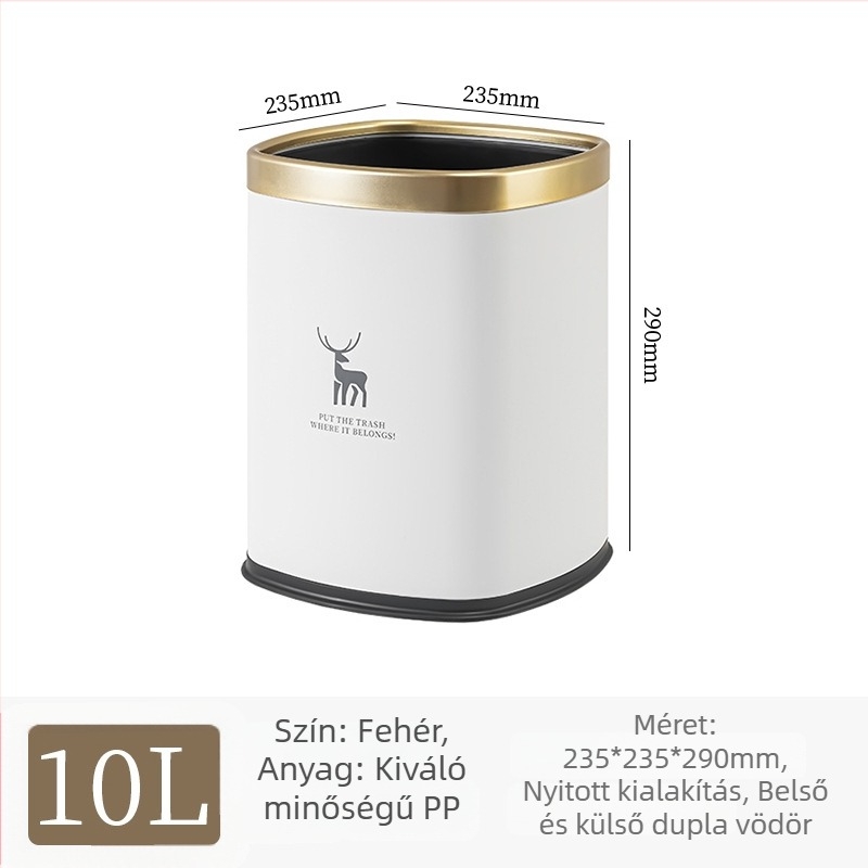 Double Art háztartási szemetes, fedél nélküli, fürdőszobai dupla tartály, luxus dizájn, nagy kapacitás