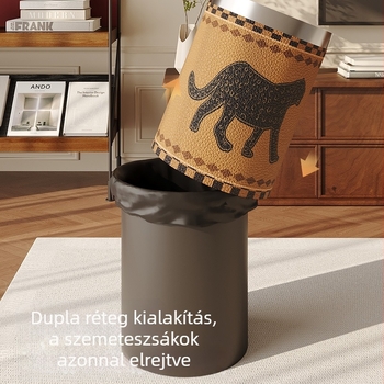 Bőr hulladékgyűjtő híres festmény-stílusban, otthonra és hálószobába, nagy kapacitás, kettős rétegű gyűrűs kialakítás, kínai stílus, fedél nélküli
