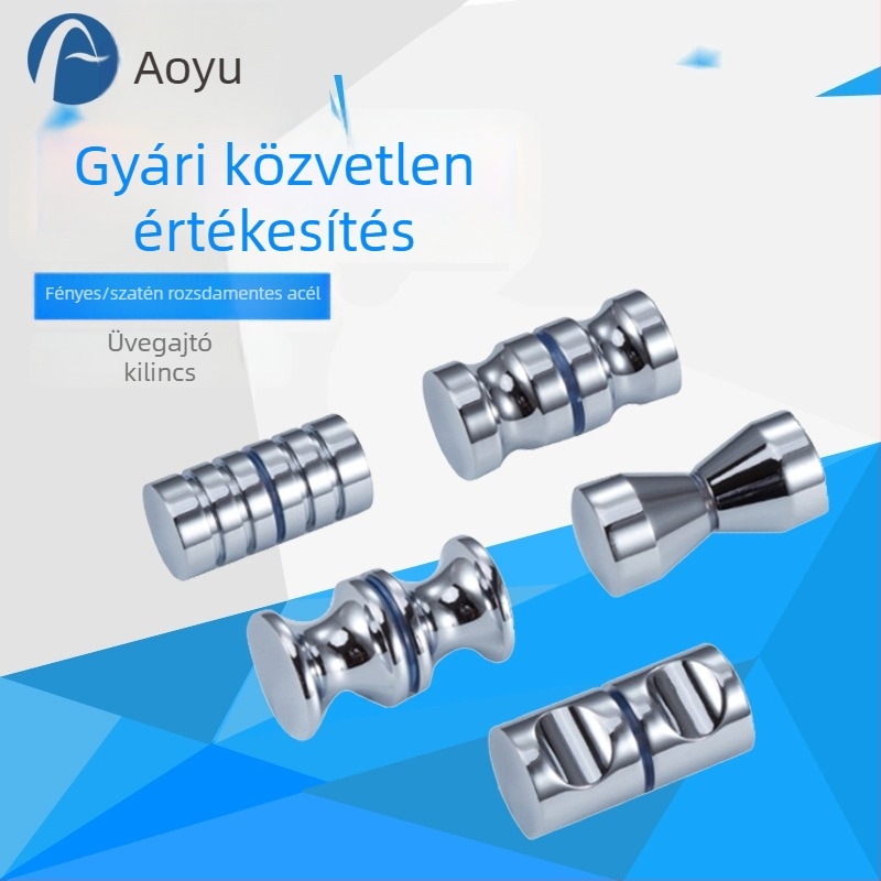 Üvegajtó fogantyú készlet zuhanykabinhoz - rozsdamentes acél, szilárd forgó fogantyúk