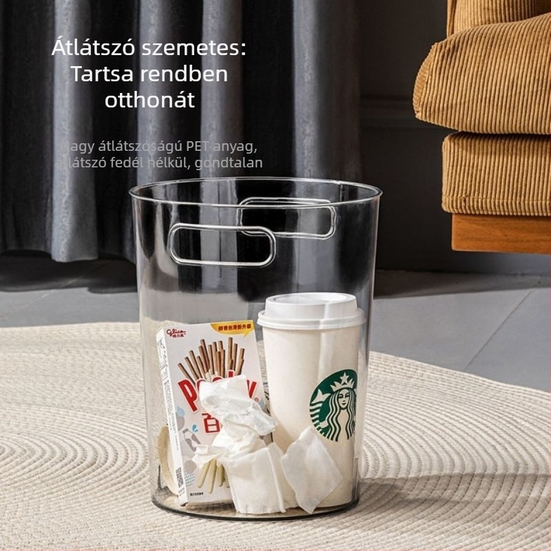 8 literes átlátszó műanyag szemetes, otthonra és a konyhába, minimalist dizájn, nappalihoz