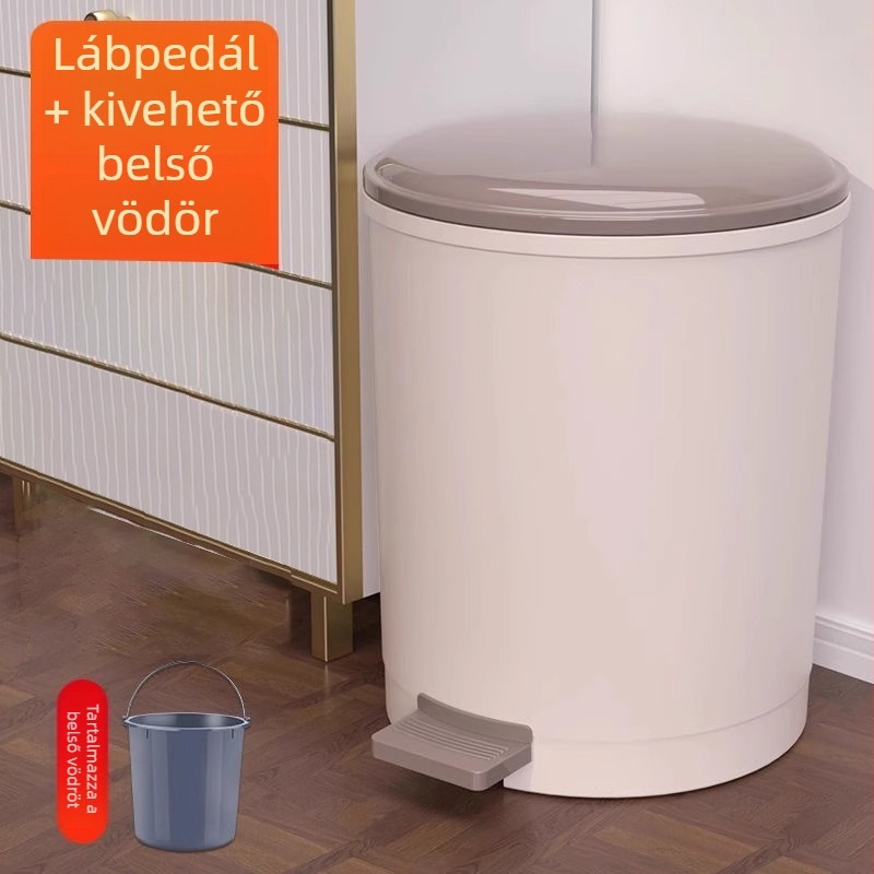 Lábtaposós szemetes, otthoni használatra, luxus megjelenésű, fedéllel, nagy kapacitású, fürdőszoba, nappali és konyha számára