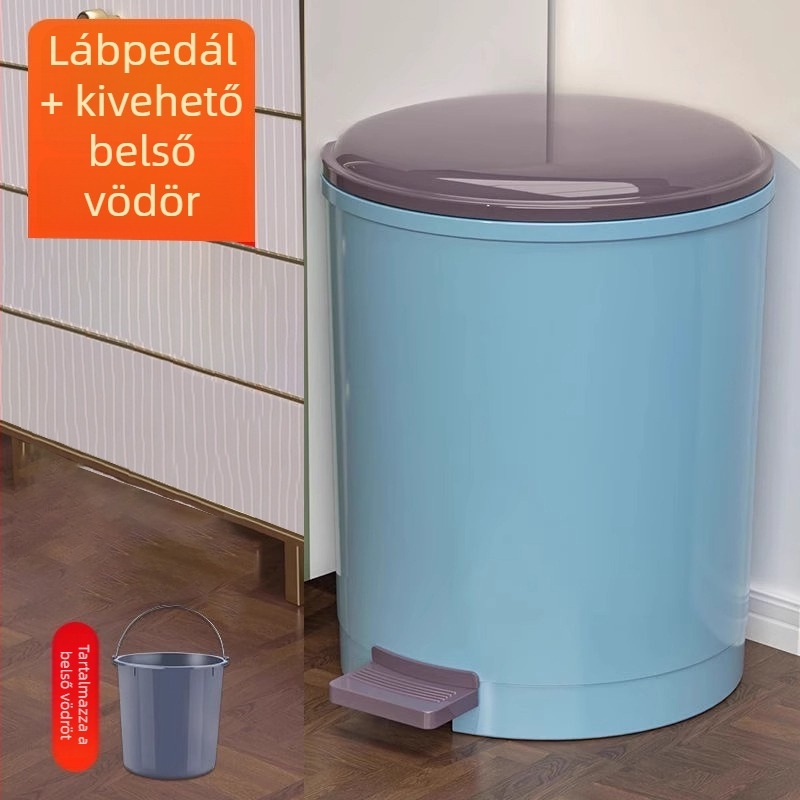 Lábtaposós szemetes, otthoni használatra, luxus megjelenésű, fedéllel, nagy kapacitású, fürdőszoba, nappali és konyha számára