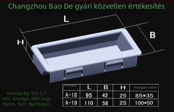 ABS műanyag beépített elektromos doboz klímaberendezéshez, bőr textúrájú felület, lyukméretek 85x35 vagy 100x50, modellek A-18, A-19