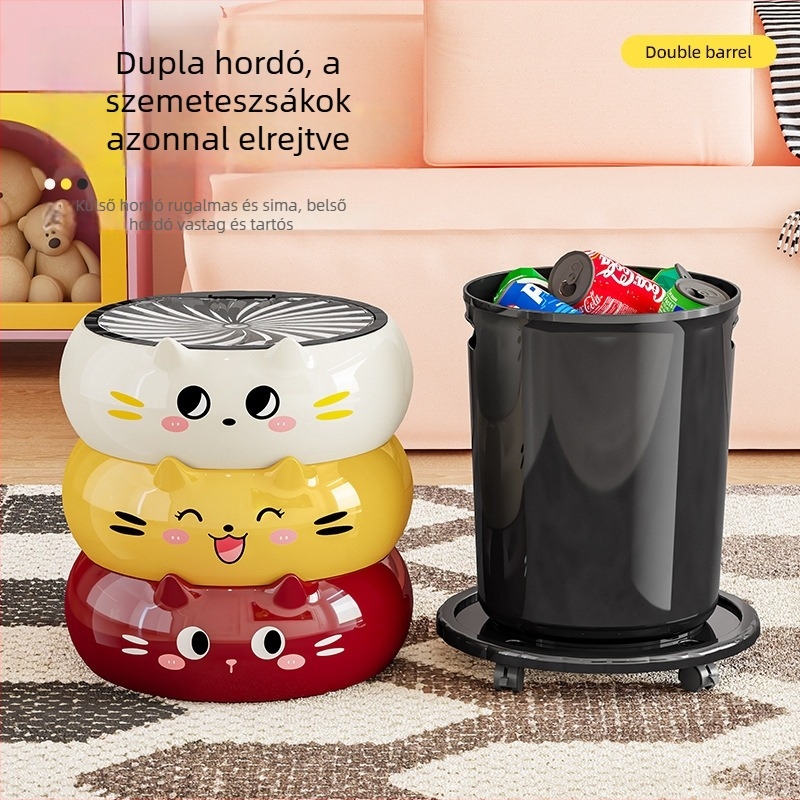 Háztartási szemetes fedéllel, 2025-ös új modell, nagy kapacitású, hálószoba és nappali számára, elegáns dizájn