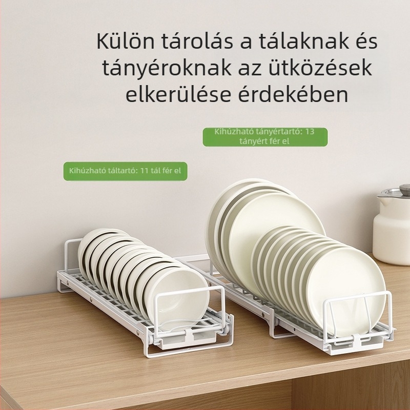 FaSoLa Edények és tálak szárítóállványa konyhaszekrényhez, ragasztó rögzítés, kibővített fiókos tároló