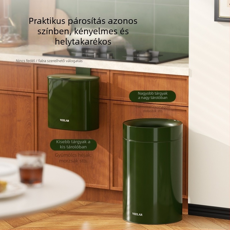Veelar Falra szerelt konyhai kuka, 6 L, rozsdamentes acél, 2025-ös retro szekrény dizájn, ergonómikus hozzáférés