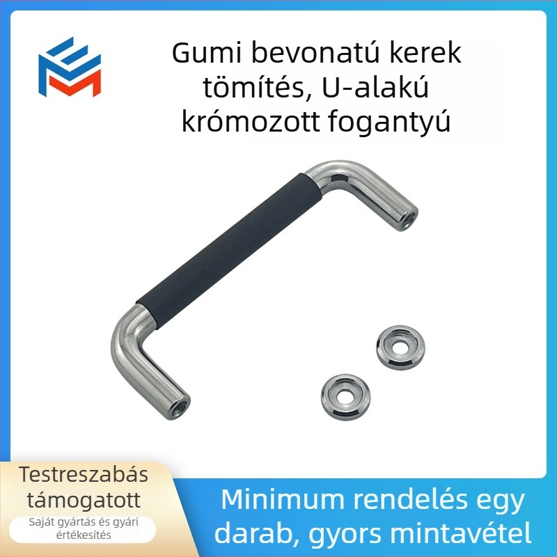 ME-LS106M U alakú krómozott ajtófogantyú kör alakú távtartó gyűrűvel, modern minimalista stílusú