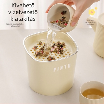 Asztali teás kuka száraz–nedves elválasztással, teafilterrel és mini teás hulladék-tartóval
