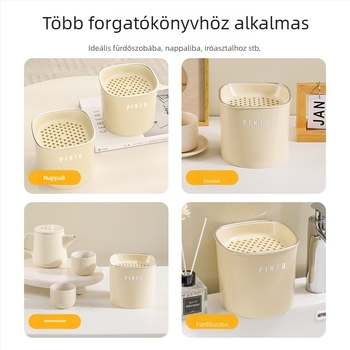 Asztali teás kuka száraz–nedves elválasztással, teafilterrel és mini teás hulladék-tartóval