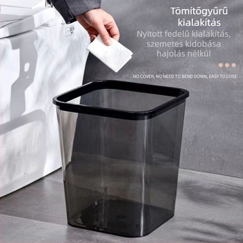 Instagram-stílusú szemetes, átlátszó, elegáns, könnyed luxus megjelenéssel, a nappaliba és a fürdőszobába.