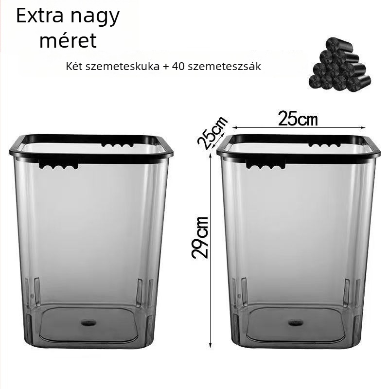 Instagram-stílusú szemetes, átlátszó, elegáns, könnyed luxus megjelenéssel, a nappaliba és a fürdőszobába.