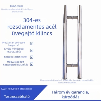 Nemesacél üvegajtó fogantyú, univerzális, kerek cső kialakítás, fa- és üvegajtókhoz, modell 2104, Shield Sheng