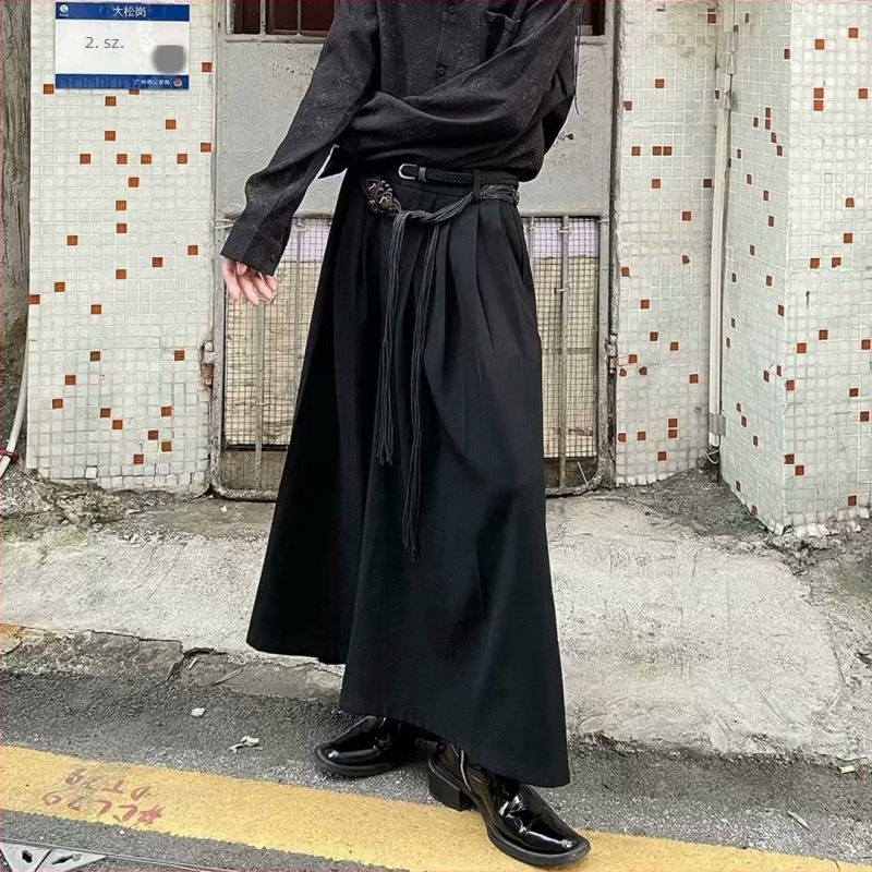 Uniszex japán stílusú minimalist designú nadrág, magas minőségű, széles, drapírozott fazon