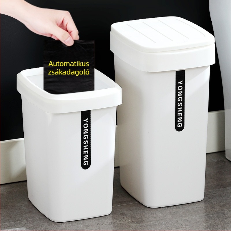 Automatikus zsákcserés szemetes nyomógombos fedéllel, 12 liter, otthon, nappali, konyha és iroda