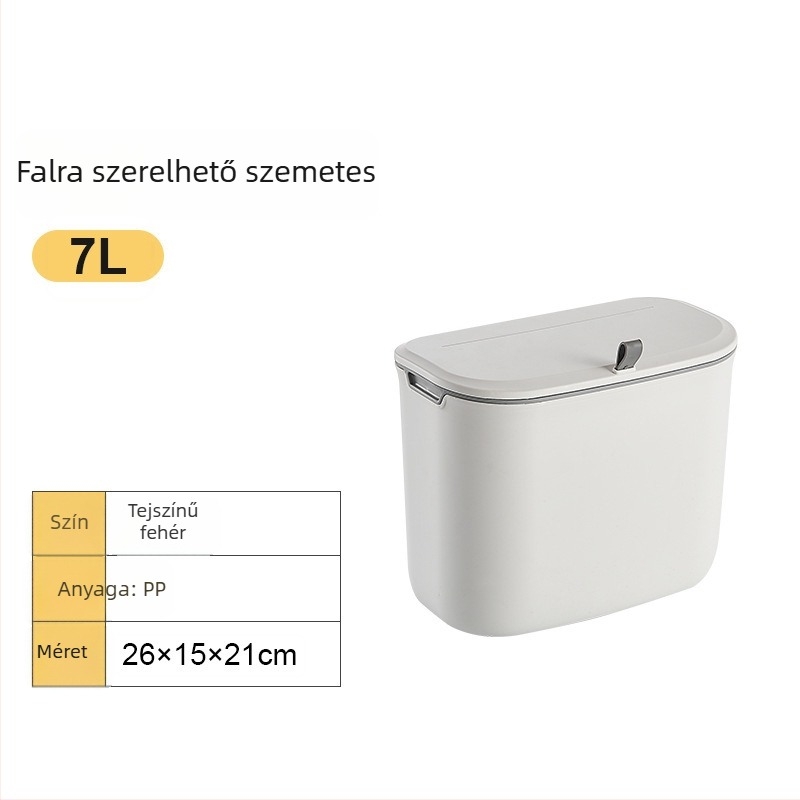 Fali fürdőszobai szemetes fedővel és vécépapír-tartóval, keskeny és kompakt
