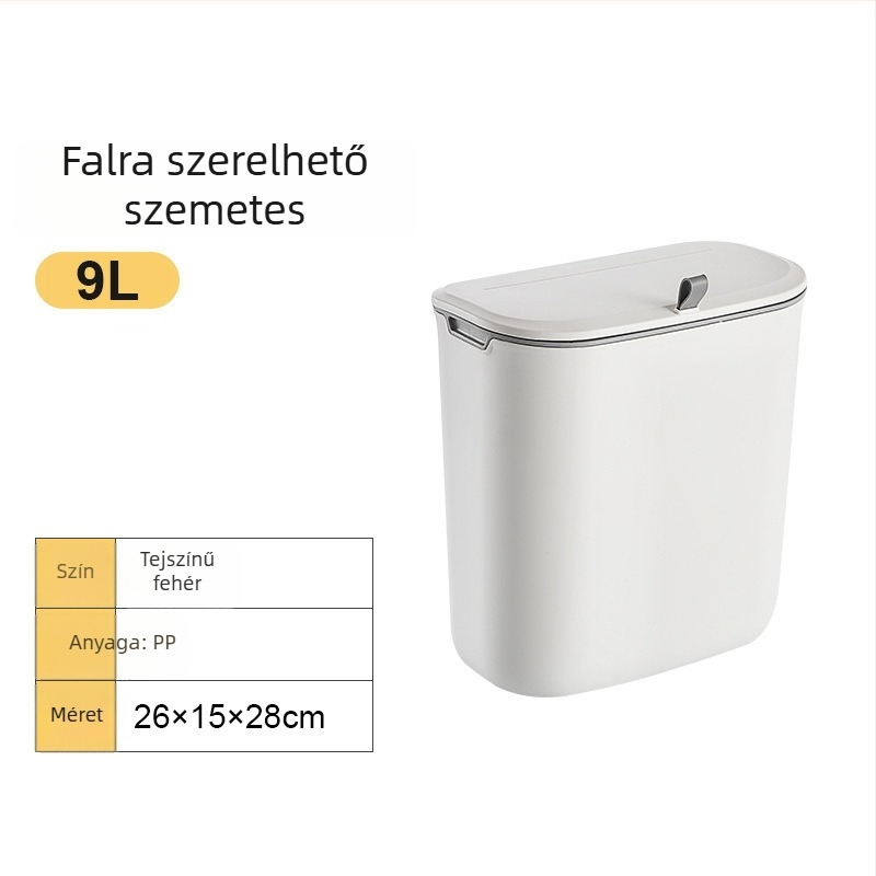 Fali fürdőszobai szemetes fedővel és vécépapír-tartóval, keskeny és kompakt
