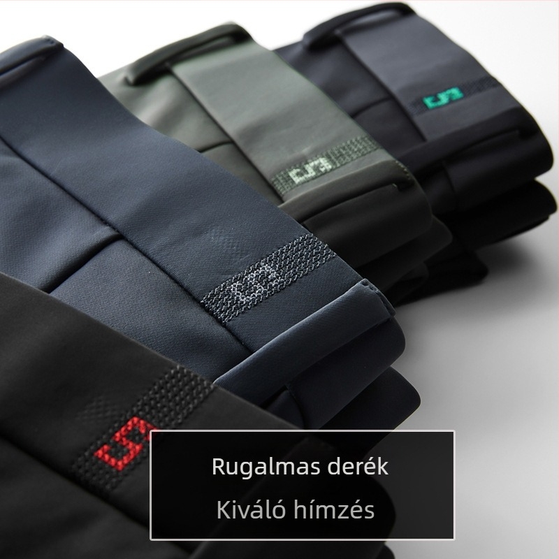 Férfiaknak szánt ice silk nadrág nyárra, üzleti egyenes szabás, gyűrődésálló, vasalást nem igényel.