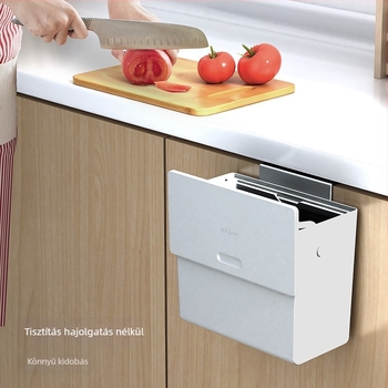 Konyhai falra szerelhető szemetes, fúrás nélkül, fedéllel, 6 literes kapacitás, multifunkcionális a konyhához, fürdőszobához, vécéhez és nappalijához