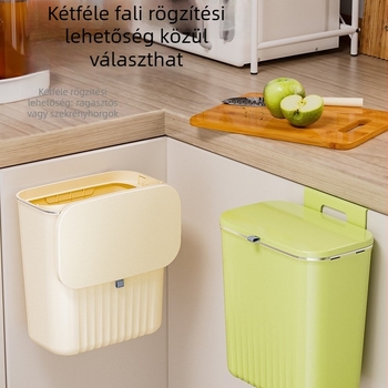 Fali konyhai szemetes fedővel, egyszerűen akasztható a szekrényajtóra, használható akár a fürdőszobában is, 7 liter