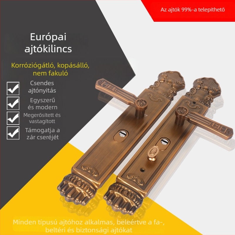 Porfestett bejárati ajtó kilincs, lopás elleni védelem, univerzális balos/jobos kivitel, 235 mm furattávolság