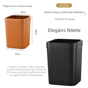 Barna műanyag négyszögletes szemetes a fürdőszobába, fedél nélküli kivitel, több mint 12 literes kapacitás