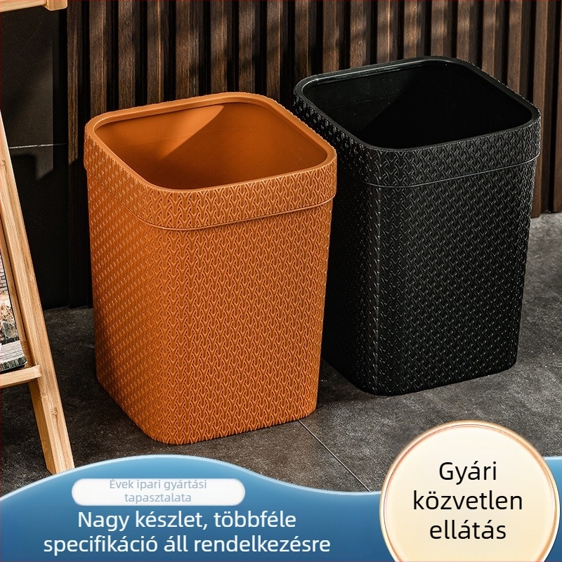 Barna műanyag négyszögletes szemetes a fürdőszobába, fedél nélküli kivitel, több mint 12 literes kapacitás