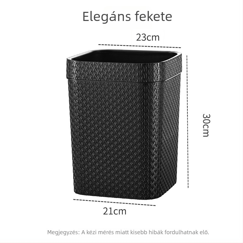 Barna műanyag négyszögletes szemetes a fürdőszobába, fedél nélküli kivitel, több mint 12 literes kapacitás