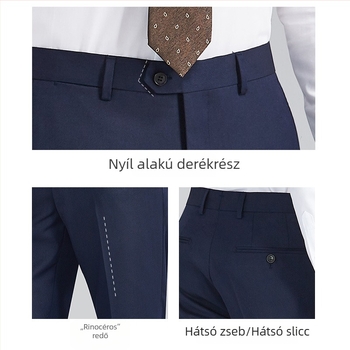 70% gyapjú férfi nadrág, drapírozott esés, üzleti formális stílus, egyenes szabás