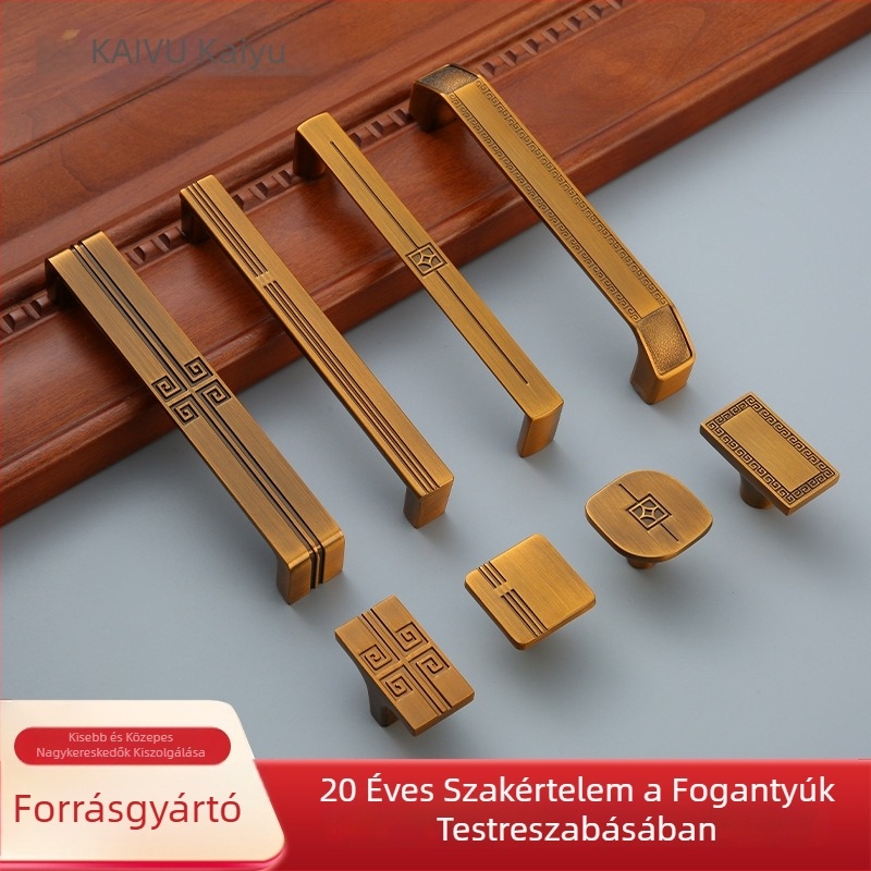 Bútorfogantyú cinkötvözetből, új kínai stílus, antik bronz felület