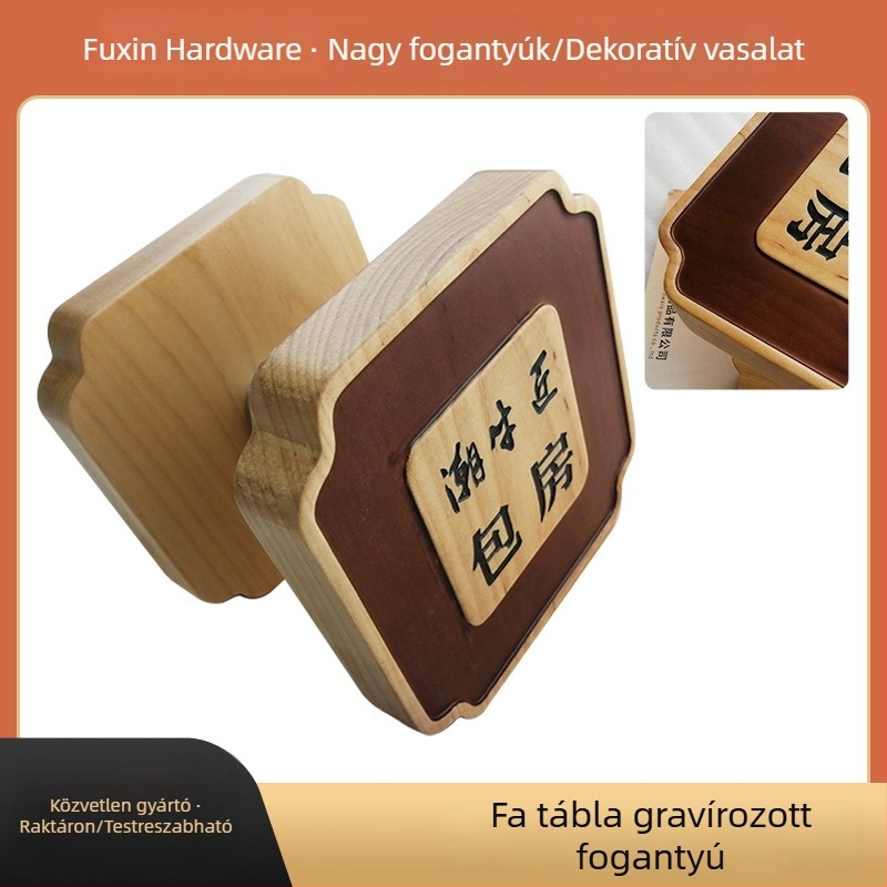 Fa ajtókilincs tolóajtókhoz szállodák és klubok számára, gravírozott mintával, új kínai stílusú
