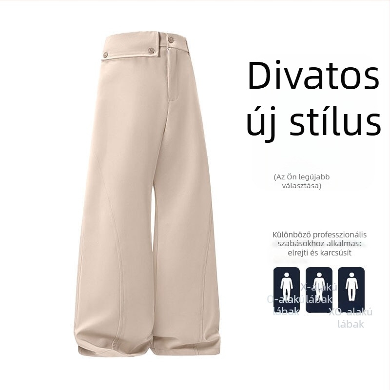 Férfi nadrág plisírozott, drapált hatású, vintage stílus, széles szárú, mindennapi