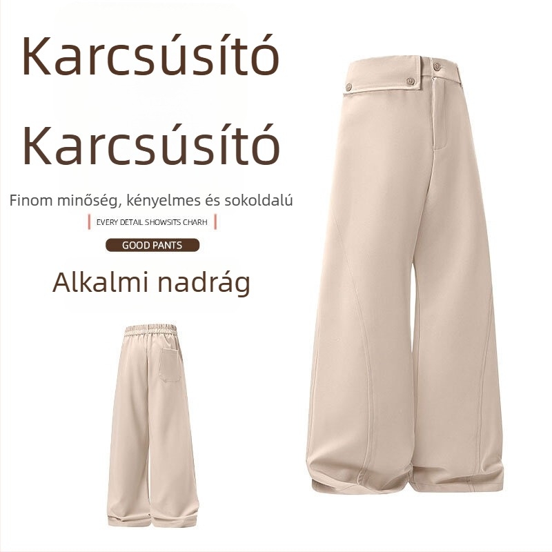 Férfi nadrág plisírozott, drapált hatású, vintage stílus, széles szárú, mindennapi